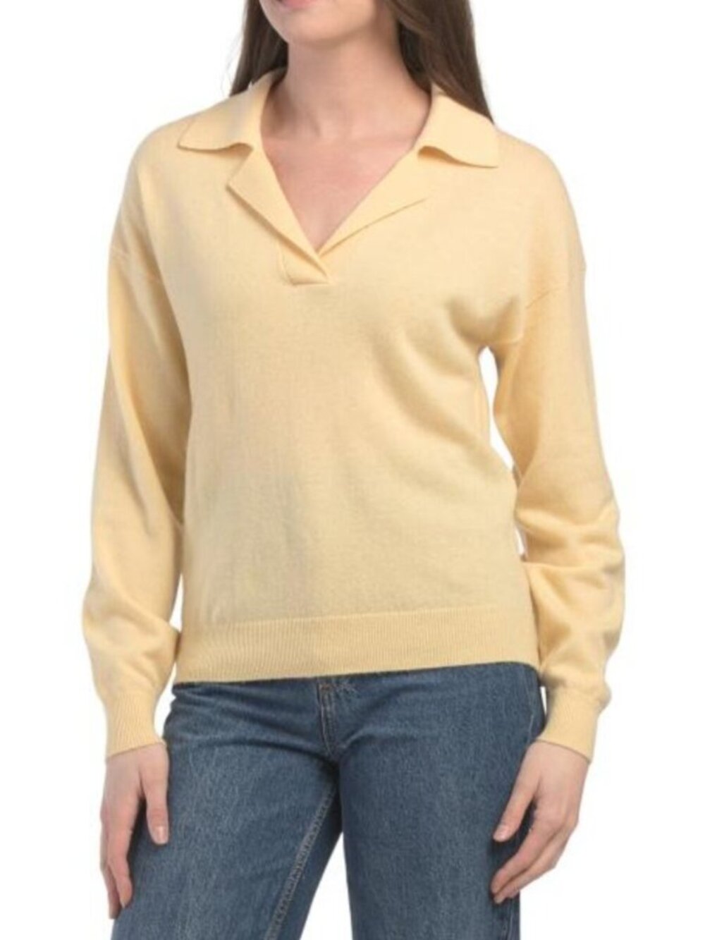 NAADAM Wool Cashmere Blend Long Sleeve Polo